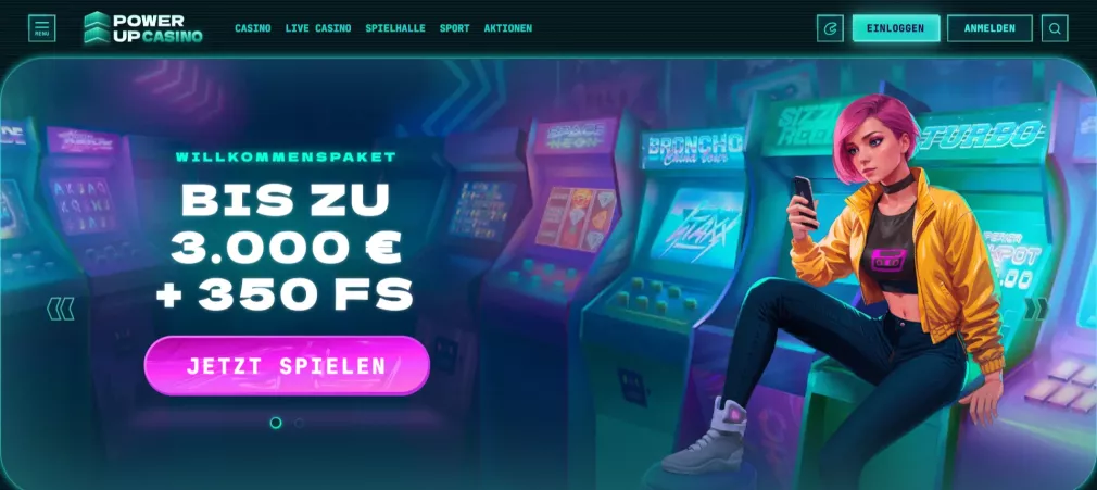 Powerup Casino – Bis zu 3000 € + 350 Freispiele Willkommensbonus